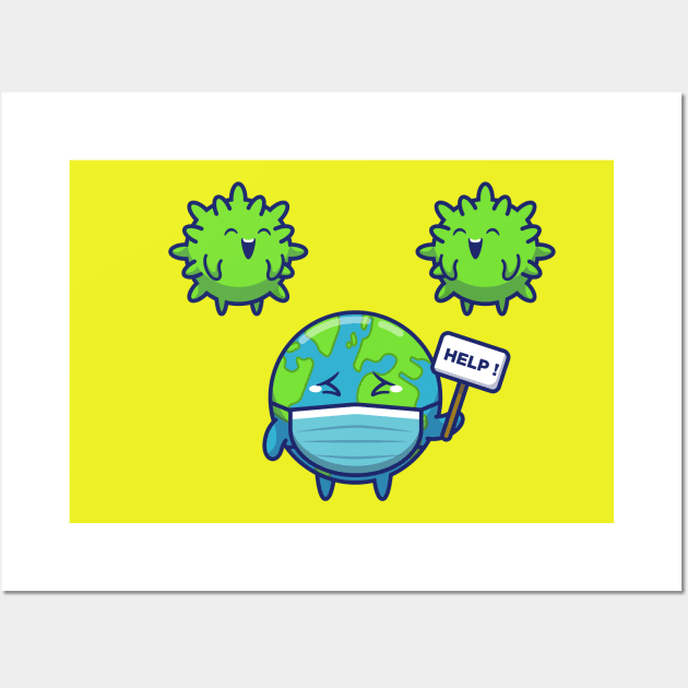 World Scare Corona Virus Cartoon (2) Wall Art by Catalyst Labs